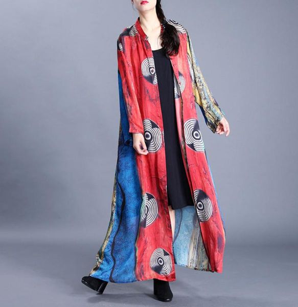2020 spring new chinese style retro stand collar silk coat fashion contrast color stitching printed cardigan loose long coat, Tan;black
2020 spring new chinese style retro stand collar silk coat fashion contrast color stitching printed cardigan loose long coat, Tan;black