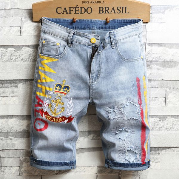 men's jeans men light blue shorts good quality holes denim summer slim fit casual thin knee length 38
men's jeans men light blue shorts good quality holes denim summer slim fit casual thin knee length 38