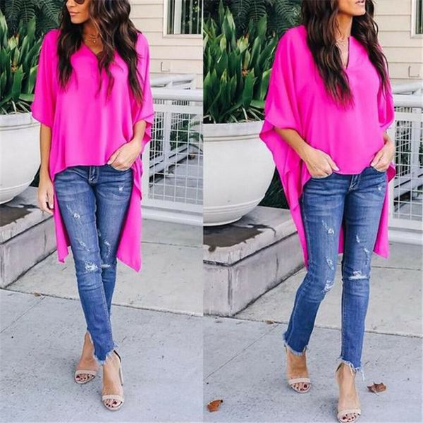 simplicity v-neck chiffon women blouses summer loose elegant irregular soft tunic casual solid breathable half batwing sleeves shirts, White
simplicity v-neck chiffon women blouses summer loose elegant irregular soft tunic casual solid breathable half batwing sleeves shirts, White