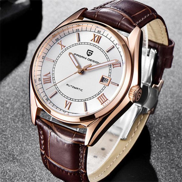 automatic mechanical men's watch 2018 brand pagani design luxury watch leather waterproof male wrist relogio masculino, Slivery;brown
automatic mechanical men's watch 2018 brand pagani design luxury watch leather waterproof male wrist relogio masculino, Slivery;brown
