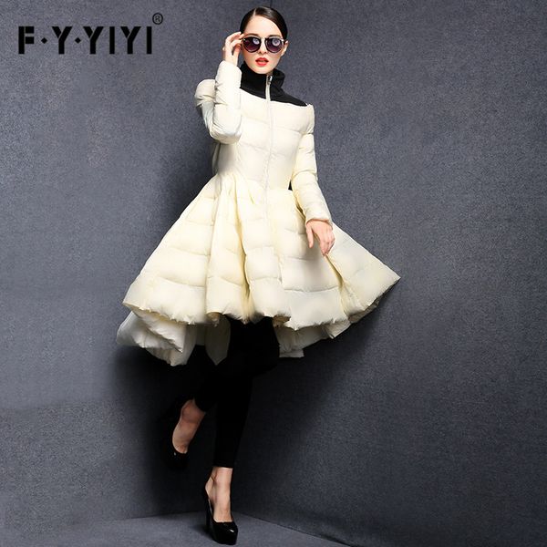fyyiyi pleated wave skirt 2018 new fashion women winter down jackets warm long slim coat female big swing ladies outwear dress, Black
fyyiyi pleated wave skirt 2018 new fashion women winter down jackets warm long slim coat female big swing ladies outwear dress, Black