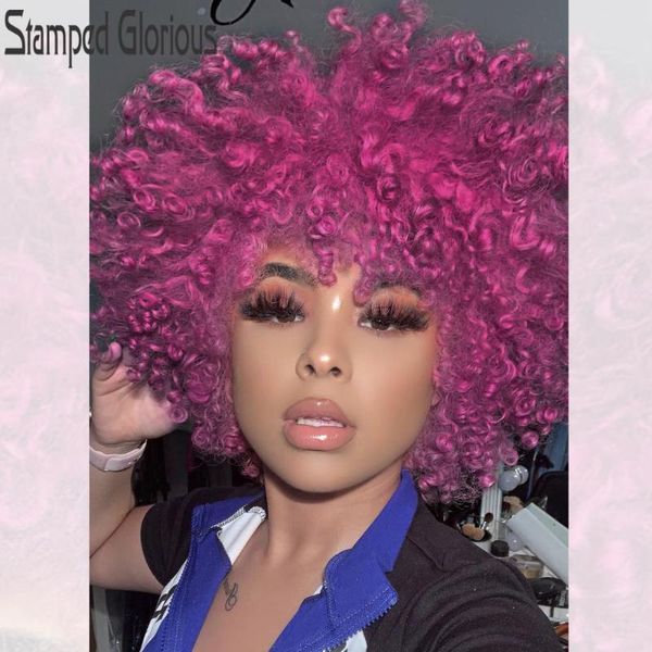 stamped glorious afro kinky curly wig purple wig with bangs synthetic short wigs for black women high temperature hair
stamped glorious afro kinky curly wig purple wig with bangs synthetic short wigs for black women high temperature hair