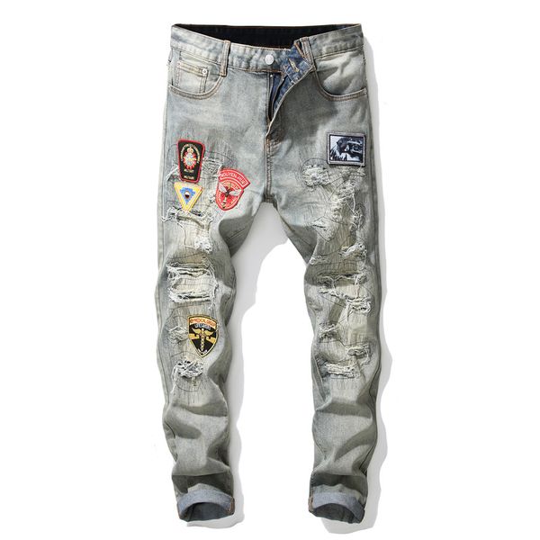 men's ripped badge skinny light blue jeans 2019 slim fit washed fashion designer hole moto denim pants trousers big size 2019
men's ripped badge skinny light blue jeans 2019 slim fit washed fashion designer hole moto denim pants trousers big size 2019