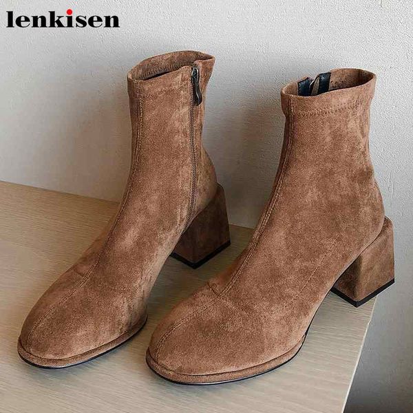 lenkisen soft breathable flock stretch boots korean girl popular round toe high heels winter keep warm women zip ankle boots l63, Black
lenkisen soft breathable flock stretch boots korean girl popular round toe high heels winter keep warm women zip ankle boots l63, Black