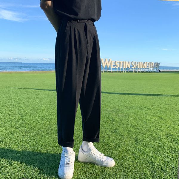 2020spring and summer new youth popular men's loose solid color korean version of pleated trousers fashion casual straight pants, White;black
2020spring and summer new youth popular men's loose solid color korean version of pleated trousers fashion casual straight pants, White;black