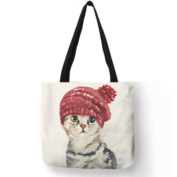 pretty girls handbag watercolor cute manlike cat printed shoulder bag eco linen reusable shopping travel casual tote bag
pretty girls handbag watercolor cute manlike cat printed shoulder bag eco linen reusable shopping travel casual tote bag