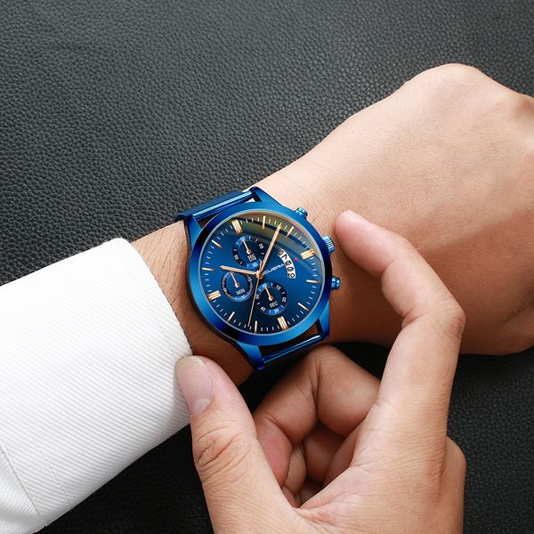 men's watch reloj hombre business steel belt watch three eyes calendar quartz men erkek kol saati, Slivery;brown
men's watch reloj hombre business steel belt watch three eyes calendar quartz men erkek kol saati, Slivery;brown