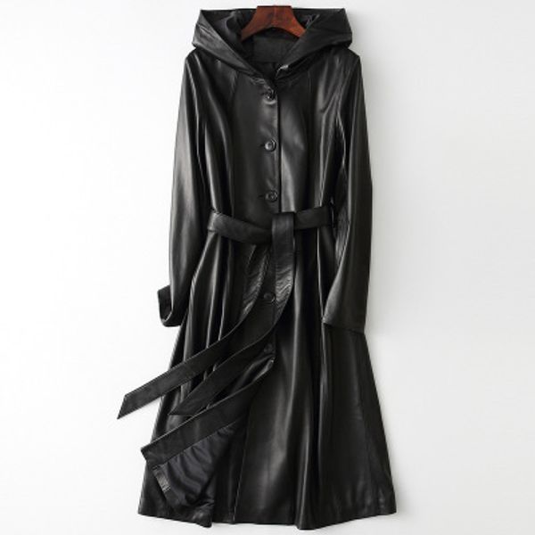 2019 new fashion genuine sheep leather trench h26, Black 
2019 new fashion genuine sheep leather trench h26, Black