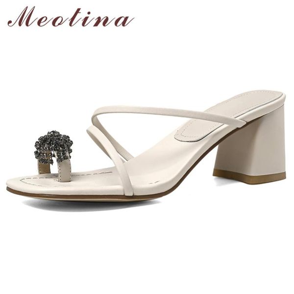 meotina rhinestone genuine leather high heel slippers flip flops women shoes square toe block heel slides summer sandals lady 40, Black
meotina rhinestone genuine leather high heel slippers flip flops women shoes square toe block heel slides summer sandals lady 40, Black