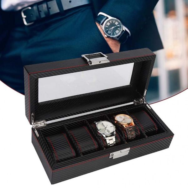 pu leather stylish 5 slots carbon fiber style watch box display case storage container organizer simple wristwatch holder casket, Black;blue
pu leather stylish 5 slots carbon fiber style watch box display case storage container organizer simple wristwatch holder casket, Black;blue