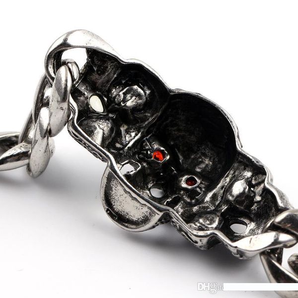 european and american punk personality jewelry wholesale alloy set with gems domineering men skull bracelet, Black
european and american punk personality jewelry wholesale alloy set with gems domineering men skull bracelet, Black