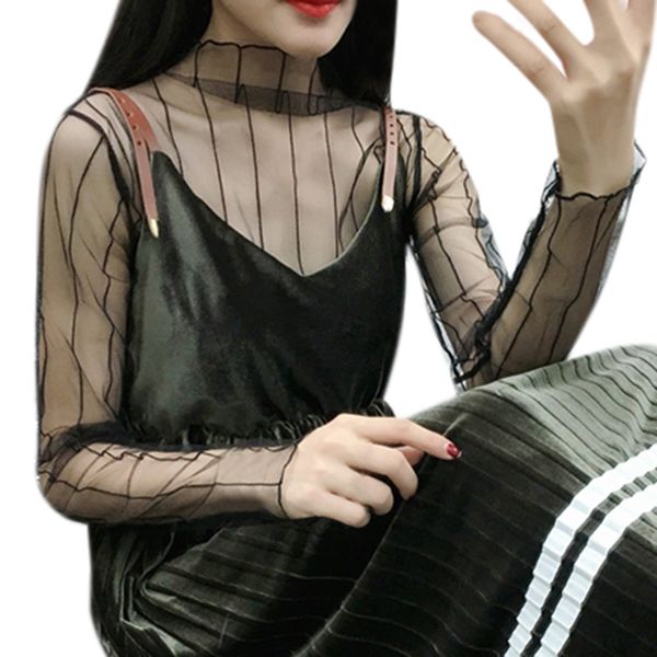 korean clothes 2019 sexy women lace mesh see-through long sleeve t-shirt tee shirt femme, White
korean clothes 2019 sexy women lace mesh see-through long sleeve t-shirt tee shirt femme, White