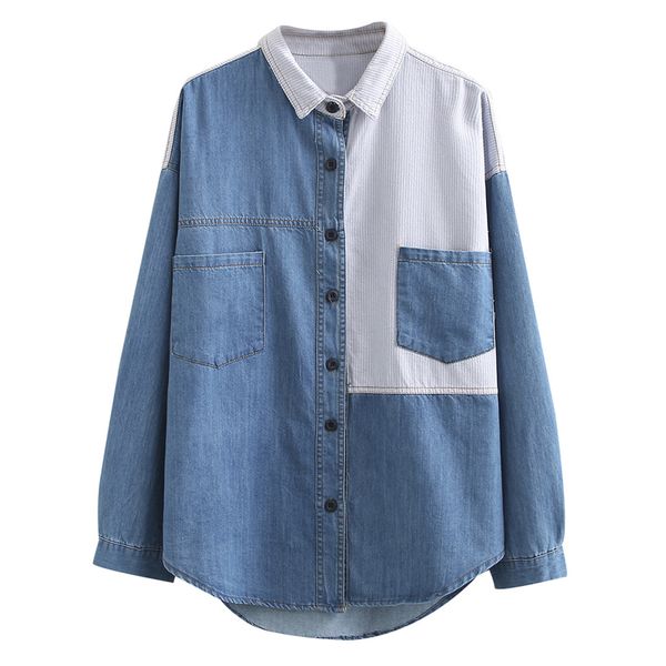 2020 spring shirt for women turn down collar color patchwork plus size 3xl women big size 4xl blouse casual blouses, White
2020 spring shirt for women turn down collar color patchwork plus size 3xl women big size 4xl blouse casual blouses, White