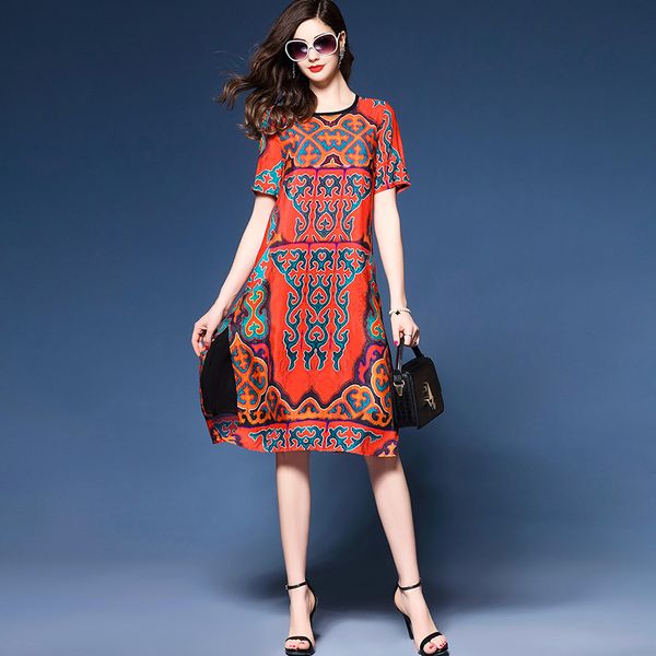 female summer fashion dress 2019 new red vintage print chiffon silk dress women in the atmosphere of loose silk dress, Black;pink
female summer fashion dress 2019 new red vintage print chiffon silk dress women in the atmosphere of loose silk dress, Black;pink