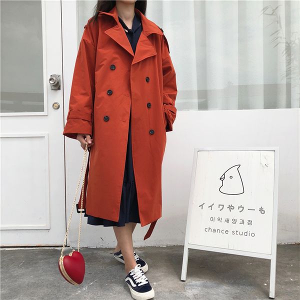 elegant women's trench coats korean style loose long coat female autumn double breasted pockets sashes trench coat for women, Tan;black
elegant women's trench coats korean style loose long coat female autumn double breasted pockets sashes trench coat for women, Tan;black