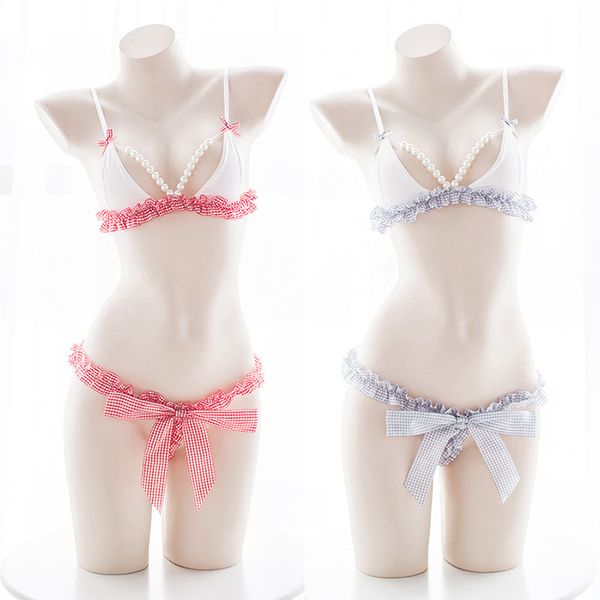 cute lolita japanese style kawaii bikini bow lingerie soft pearl plaid push up bra and panty underwear set interiores, Red;black
cute lolita japanese style kawaii bikini bow lingerie soft pearl plaid push up bra and panty underwear set interiores, Red;black
