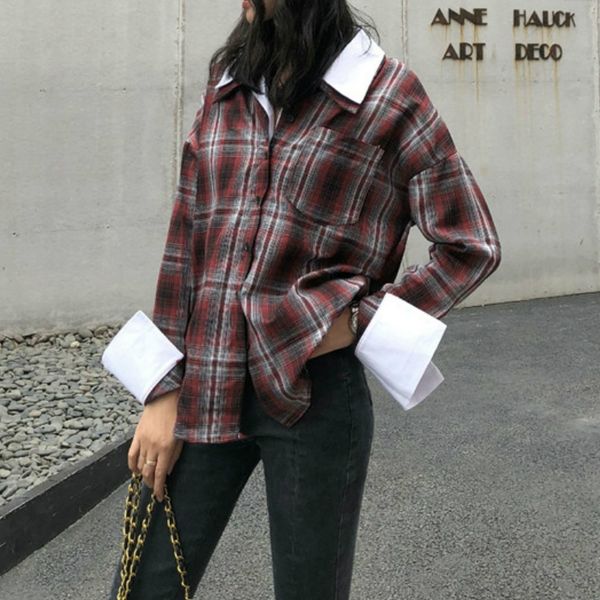 spring autumn women plaid shirt new korean-style versatile retro flavor long sleeve casual womens and blouses femme, White
spring autumn women plaid shirt new korean-style versatile retro flavor long sleeve casual womens and blouses femme, White