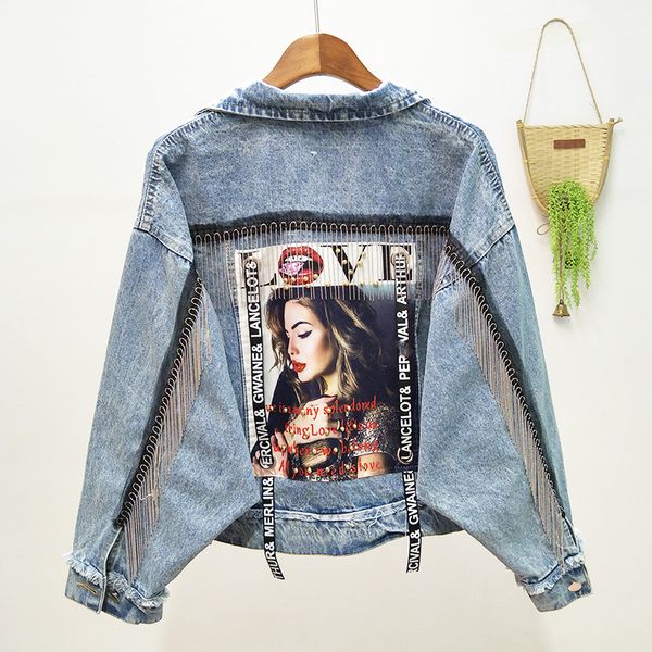 denim jacket women spring tassel jeans jacket fashion streetwear coats outerwear applique jeans outwear female coats, Black;brown
denim jacket women spring tassel jeans jacket fashion streetwear coats outerwear applique jeans outwear female coats, Black;brown