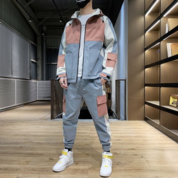 workwear suit male 2020 new spring trend korean student tide brand casual set of clothes youth stitching jacket, Black;brown
workwear suit male 2020 new spring trend korean student tide brand casual set of clothes youth stitching jacket, Black;brown