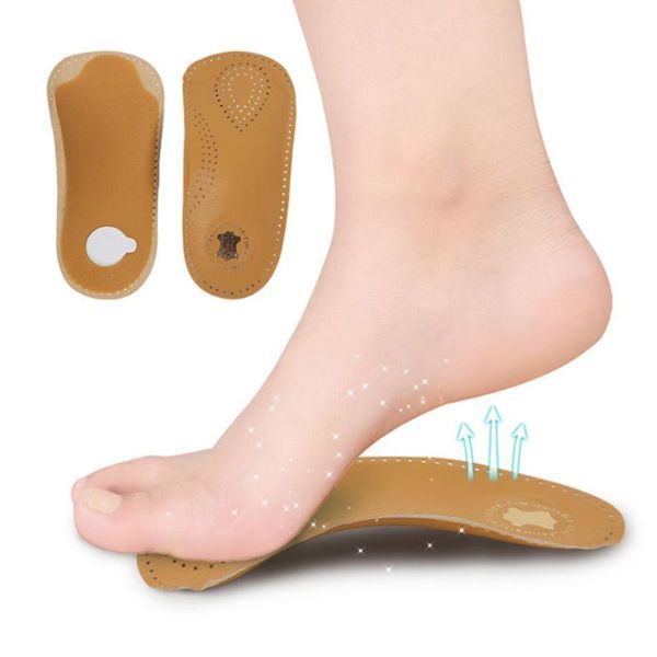 1 pair 3/4 length leather for flat foot insoles foot tool arch support half shoe pad, Black
1 pair 3/4 length leather for flat foot insoles foot tool arch support half shoe pad, Black