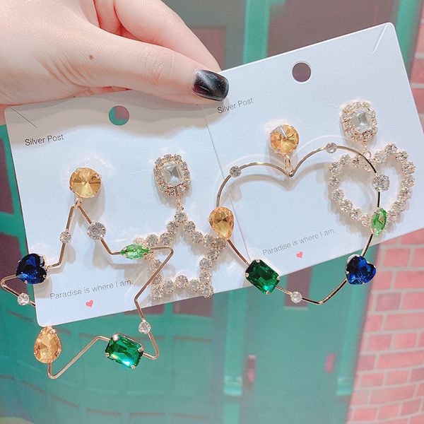 silver needle personality exaggerated flash rhinestones pentagram love asymmetry earrings fashion ladies accessories jewelry
silver needle personality exaggerated flash rhinestones pentagram love asymmetry earrings fashion ladies accessories jewelry