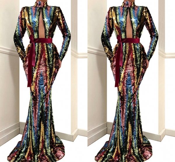 Unique Sequined Mermaid Evening Dresses 2019 High Neck Formal Long Sleeves Evening Gowns Party Dress Abendkleider vestidos de fiesta
Unique Sequined Mermaid Evening Dresses 2019 High Neck Formal Long Sleeves Evening Gowns Party Dress Abendkleider vestidos de fiesta