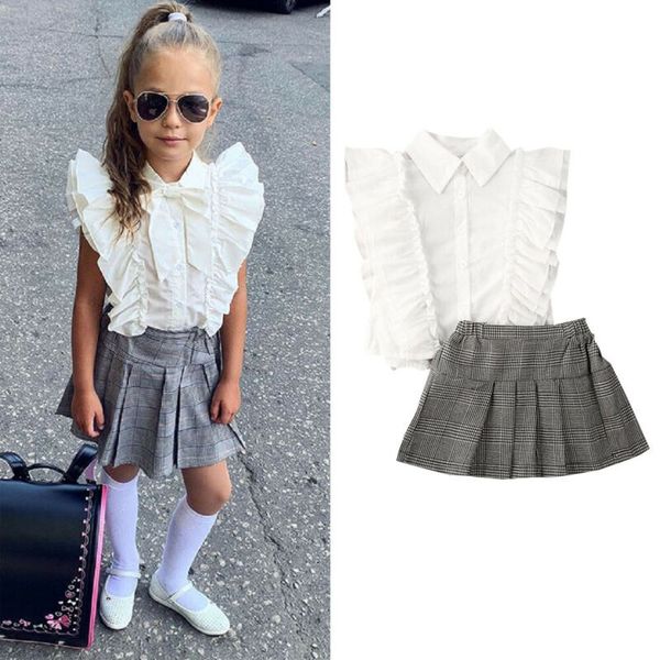 infant kids baby girls clothes sets 2-7y ruffles sleeveless single breasted + plaid print a-line skirts outfits, White
infant kids baby girls clothes sets 2-7y ruffles sleeveless single breasted + plaid print a-line skirts outfits, White