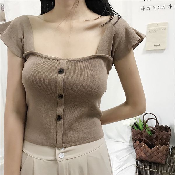 crop ladies tank ruffles buttons chic camis short sleeveless shirts female stretchy camisoles tanks for women, White
crop ladies tank ruffles buttons chic camis short sleeveless shirts female stretchy camisoles tanks for women, White