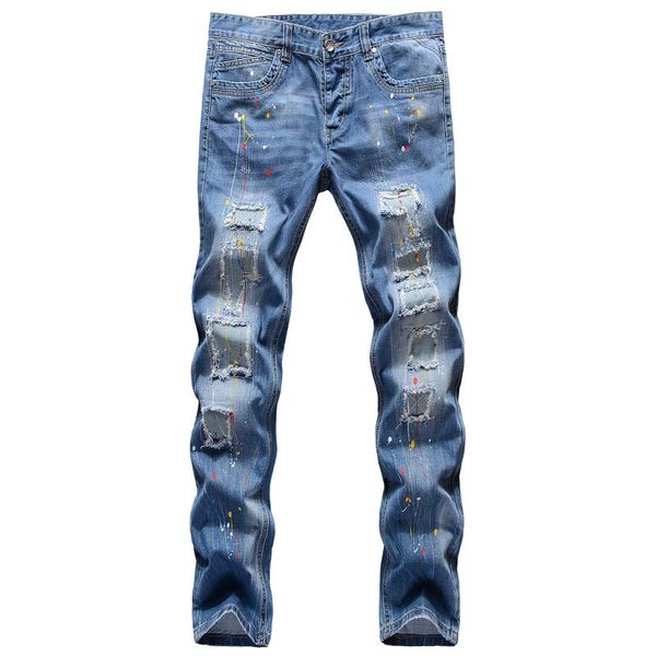 ink jeans men button hole patchwork bleached distressed full length denim washed fashion jeans male wild, Blue
ink jeans men button hole patchwork bleached distressed full length denim washed fashion jeans male wild, Blue
