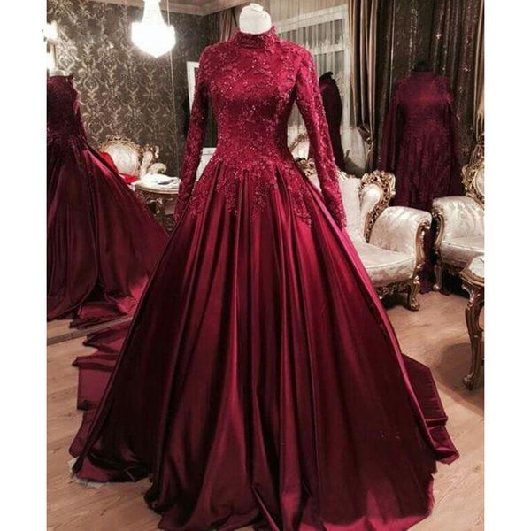 2020 burgundy saudi arabic dubai evening dresses formal dress high neck long sleeve lace applique draped muslin prom dress empire waist, Black;red
2020 burgundy saudi arabic dubai evening dresses formal dress high neck long sleeve lace applique draped muslin prom dress empire waist, Black;red