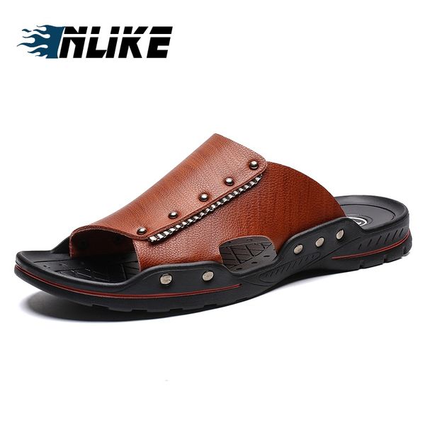 men's slippers outdoor beach tide fashion sandals outside shoes men slides split leather, Black
men's slippers outdoor beach tide fashion sandals outside shoes men slides split leather, Black