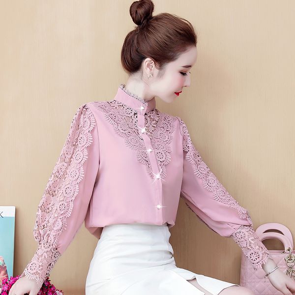 women's blouses & shirts 2021 lace stand collar hollow stitching shirt korean version sweet crochet long sleeve chiffon, White
women's blouses & shirts 2021 lace stand collar hollow stitching shirt korean version sweet crochet long sleeve chiffon, White