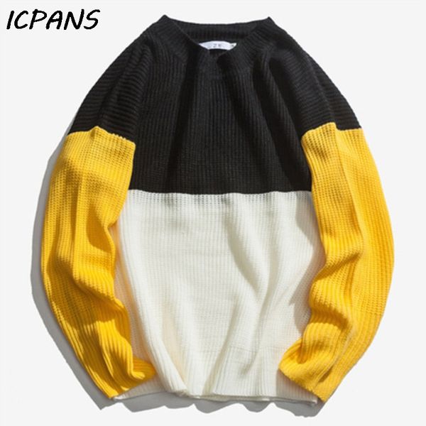 icpans korea japanese style mens pullovers sweater knitting needlework pullover for male patchwork sweaters streetwear hip hop, White;black
icpans korea japanese style mens pullovers sweater knitting needlework pullover for male patchwork sweaters streetwear hip hop, White;black