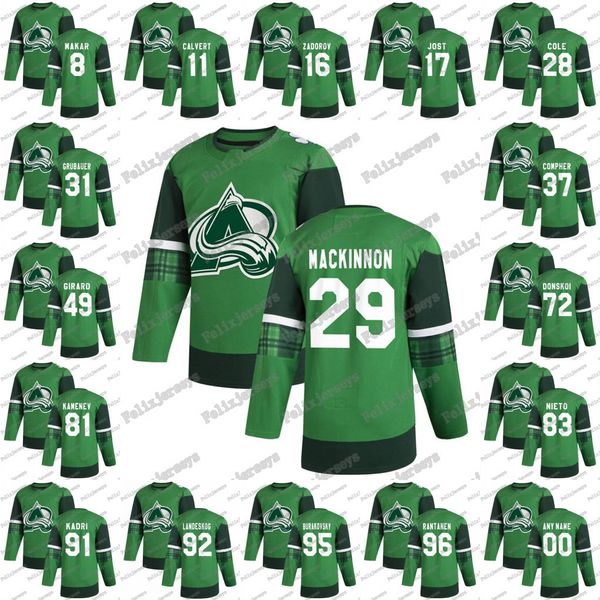 29 nathan mackinnon green 2020 st. patrick's day colorado avalanche rantanen samuel girard ryan graves cale makar andre burakovsky jers, Black;red
29 nathan mackinnon green 2020 st. patrick's day colorado avalanche rantanen samuel girard ryan graves cale makar andre burakovsky jers, Black;red