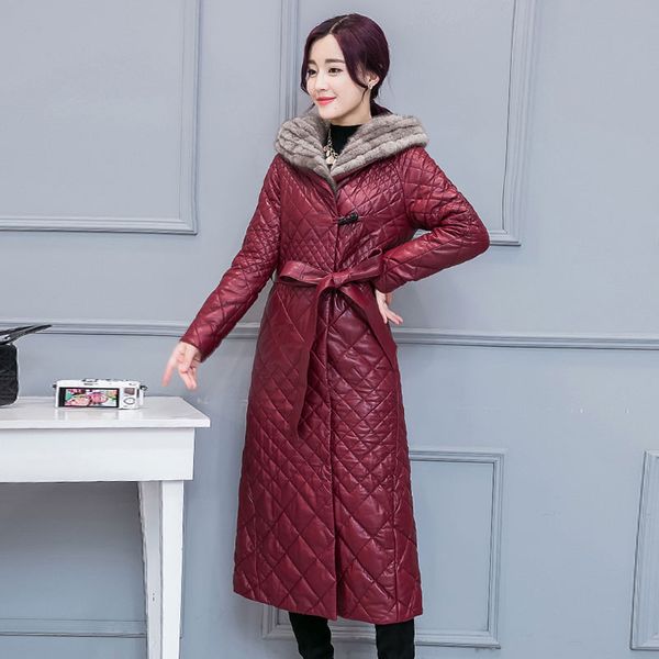 fashion women's large size new women's leather jacket long jacket trench coat thicken collar down coat, Black
fashion women's large size new women's leather jacket long jacket trench coat thicken collar down coat, Black