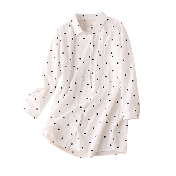 cotton polka dot long shirt women turn-down collar casual blusas manga longa feminina 2020 autumn lovely women's blouses, White
cotton polka dot long shirt women turn-down collar casual blusas manga longa feminina 2020 autumn lovely women's blouses, White