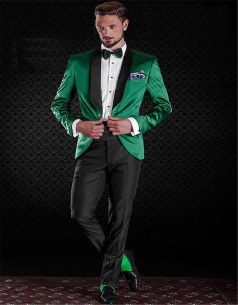 men's suits & blazers shiny satin green tuxedo jacket with black pants custom made groom tuxedos groomsman suit wedding (jacket+pantst), White;black
men's suits & blazers shiny satin green tuxedo jacket with black pants custom made groom tuxedos groomsman suit wedding (jacket+pantst), White;black