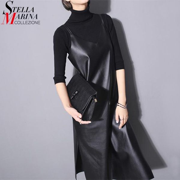 2019 women long black pu leather sleeveless dress spaghetti straps v neck sides split party club slip dress robe style 746, Black;pink
2019 women long black pu leather sleeveless dress spaghetti straps v neck sides split party club slip dress robe style 746, Black;pink