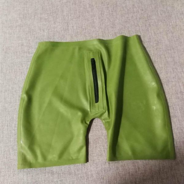 army green latex rubber male's shorts latex tight short pants with front zip xs size available, Black;white
army green latex rubber male's shorts latex tight short pants with front zip xs size available, Black;white