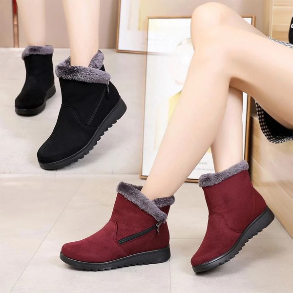 women snow boots warm short plush winter ankle boots platform ladies suede zip shoes j9, Black
women snow boots warm short plush winter ankle boots platform ladies suede zip shoes j9, Black