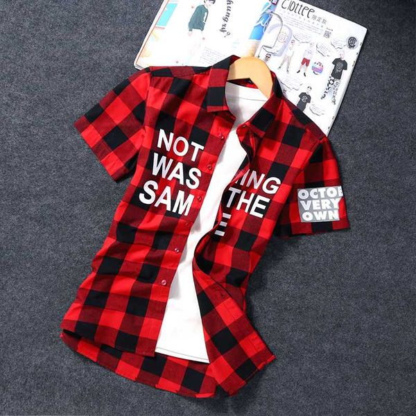 plaid shirt men's casual loose-fit letter printed short-sleeve shirt harajuku men's fashion summer clothing, White;black
plaid shirt men's casual loose-fit letter printed short-sleeve shirt harajuku men's fashion summer clothing, White;black