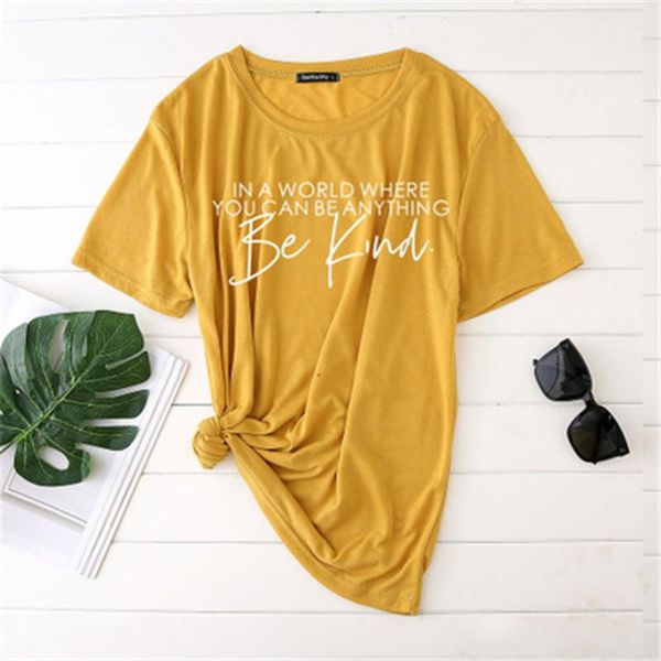 be kind women t-shirt fashion summer letter print short sleeve tee designer loose casual round neck clothes in a world, White
be kind women t-shirt fashion summer letter print short sleeve tee designer loose casual round neck clothes in a world, White