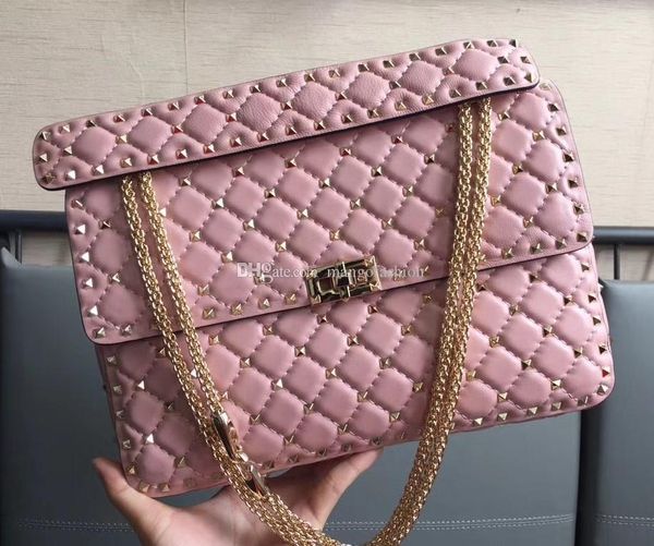 pink new style imported first layer lambskin genuine leather eighteen color 30cm with light gold rivet women cross shoulder bag
pink new style imported first layer lambskin genuine leather eighteen color 30cm with light gold rivet women cross shoulder bag