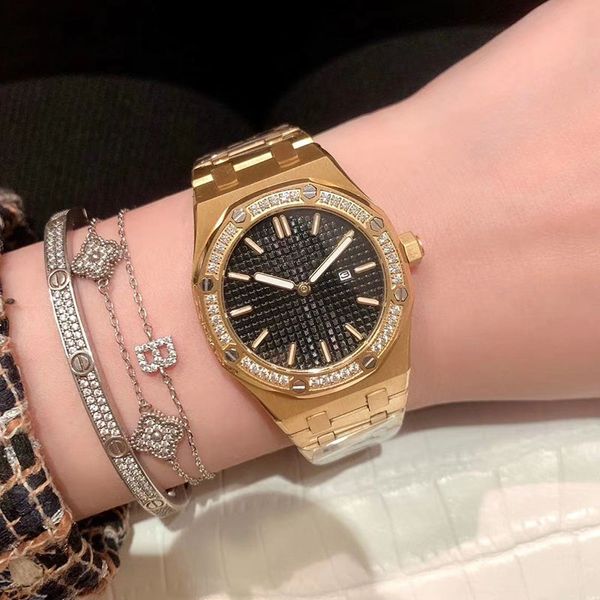 2020 new style quartz movement 33mm royal oak diamond case women watch 18k gold band female clock montre homme, Slivery;brown
2020 new style quartz movement 33mm royal oak diamond case women watch 18k gold band female clock montre homme, Slivery;brown