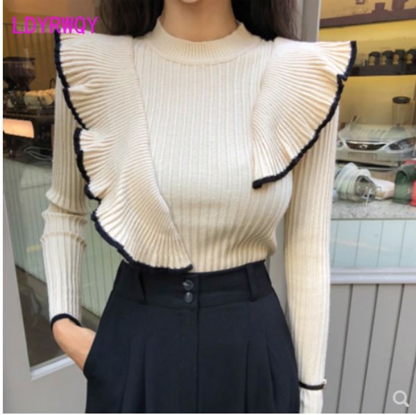 2019 autumn and winter korean version of the new fashion slim temperament knit sweater, White;black
2019 autumn and winter korean version of the new fashion slim temperament knit sweater, White;black