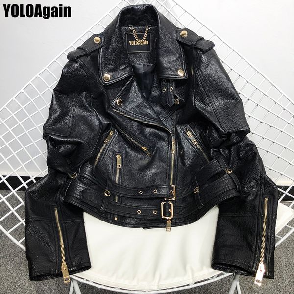 yoloagain women's genuine leather jacket ladies zipper quality soft thick real leather jacket, Black
yoloagain women's genuine leather jacket ladies zipper quality soft thick real leather jacket, Black
