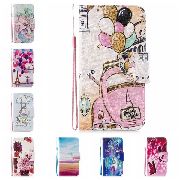 

Кожаный бумажник чехол для Samsung Note 10 S10 A80 A70 A50 A40 A20S A20E A10S цветок бабочка Unicorn шар Dream