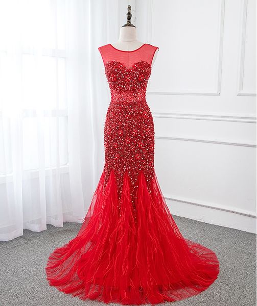 long evening dresses short sleeves with beaded feather floor length mermaid party gowns for woman customize plus sizes, Black;red
long evening dresses short sleeves with beaded feather floor length mermaid party gowns for woman customize plus sizes, Black;red