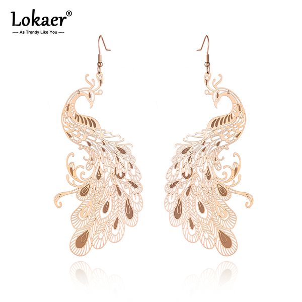 lokaer titanium stainless steel animal peacock earrings jewelry rose gold cz crystal dangle earrings for women girls e19237, Silver
lokaer titanium stainless steel animal peacock earrings jewelry rose gold cz crystal dangle earrings for women girls e19237, Silver