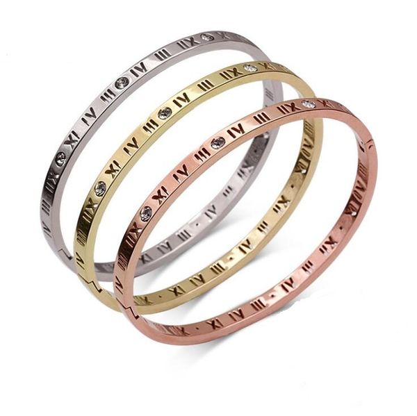 316l surgical grade stainless steel hollow roman numerals bangle with 6pcs cz stones titanium steel fashion women bracelet ing, Black
316l surgical grade stainless steel hollow roman numerals bangle with 6pcs cz stones titanium steel fashion women bracelet ing, Black